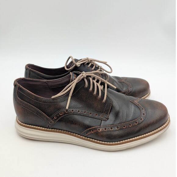 Cole Haan ØriginalGrand Wingtip Oxford Shoes Men's Dark Brown Size US8M EU41 - Picture 3 of 11
